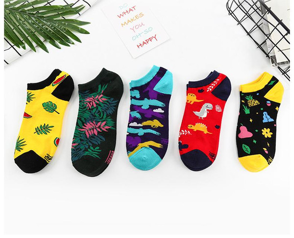 2019 new high quality socks for men and women fashion socks casual personality cartoon stitching summer thin breathable boat socks