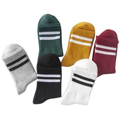 High quality ladies mid socks spring/summer 2019 new striped ladies sport socks fashion designer breathable cotton socks