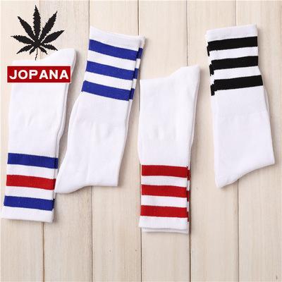 Fashion high quality leisure long tube soccer socks basketball striped designer breathable couple sports socks cotton football socks