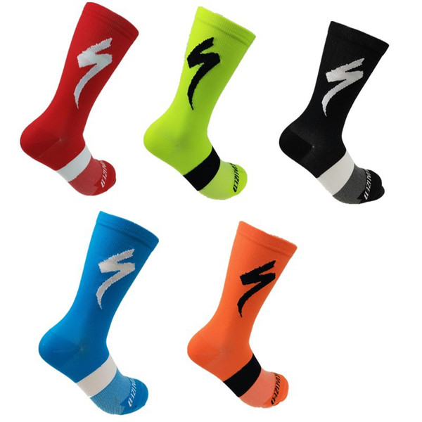 Long tube lightning bicycle riding socks New cycling socks cotton breathable and comfortable running Football sports socks 6 colors