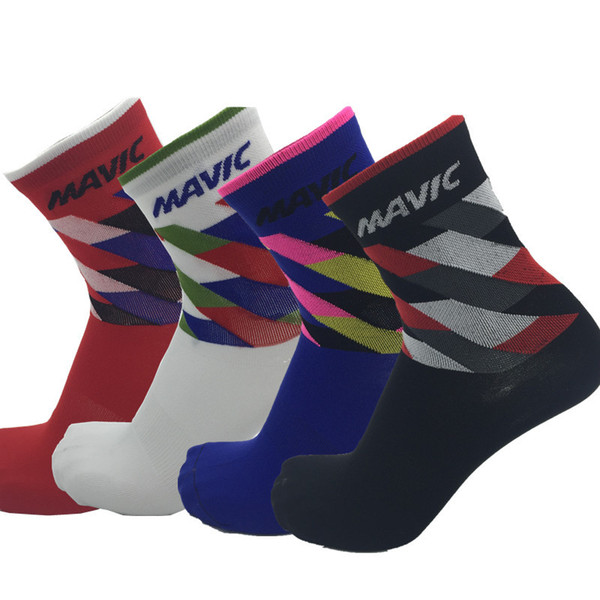 MAVIC Male Mountain Bike Socks Men and Women Letters Striped Riding Socks Sports Outdoor Black White Running Socks