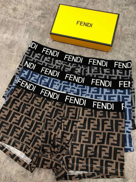 With box Designer FF Letter Brand Men Underwear Fashion Sexy Mens Boxers Underwear Men Boxer Short Male Cueca Luxury Male Underpants B01