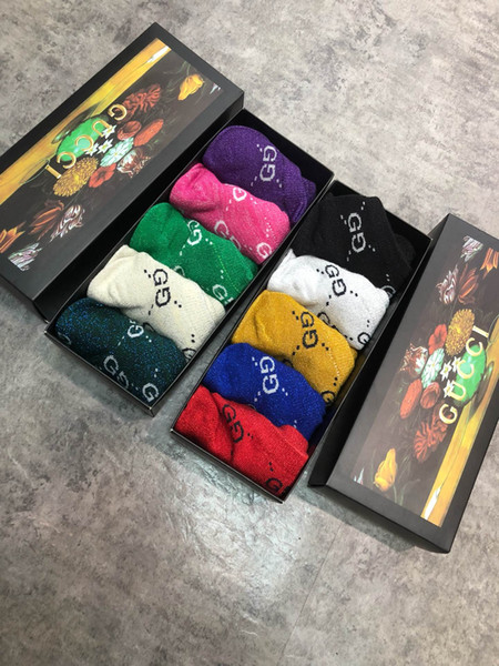 With Box Famous Gold silk Socks New Unisex Cotton Sport Sock Summer Autumn Fitted Brand Letter men and women Design Invisible Boat Socks B04