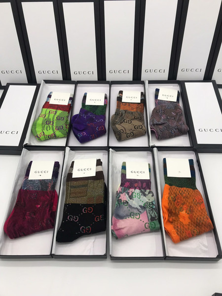 8 colors With Gift Box Brand Stockings Fashion Sock Shows Female and male unisex Socks G letter Knitted Cotton C12