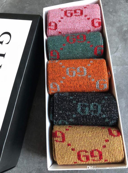 Retail box Famous G letter Socks stockings for Women Fashion Designer Ladies Antibacterial Cotton Luxury Brand Unisex Sport Sock 013