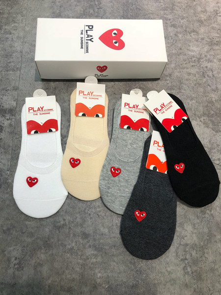 With Box Famous heart Socks New Unisex Cotton Sport Sock Summer Autumn Fitted Brand Letter men and women Design Invisible Boat Socks A74