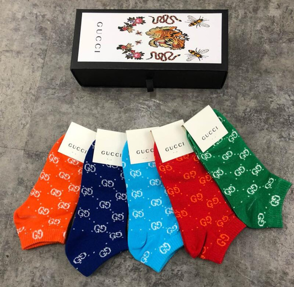 With Box Famous letter G Socks Cotton Sport Sock Summer Autumn Fitted Brand Letter For men women Gold silk Design Invisible Boat Socks A29