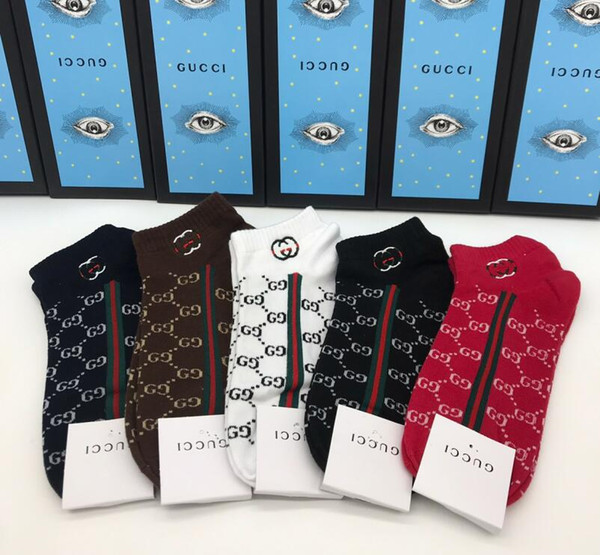 With Box Famous letter Socks New Unisex Cotton Sport Sock Summer Autumn Fitted Brand Letter men and women Design Invisible Boat Socks B46