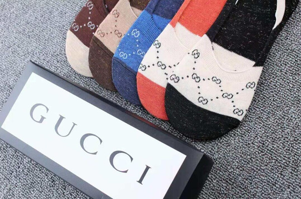 With Box Famous Letter Socks New Cotton Sock Slippers Summer Autumn Fitted Brand Design G letter Invisible Boat Socks For Women 012