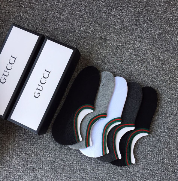 With Box Famous letter Socks New Cotton Sport Sock Summer Autumn Fitted Brand Letter For men G Design black white Invisible Boat Socks A07