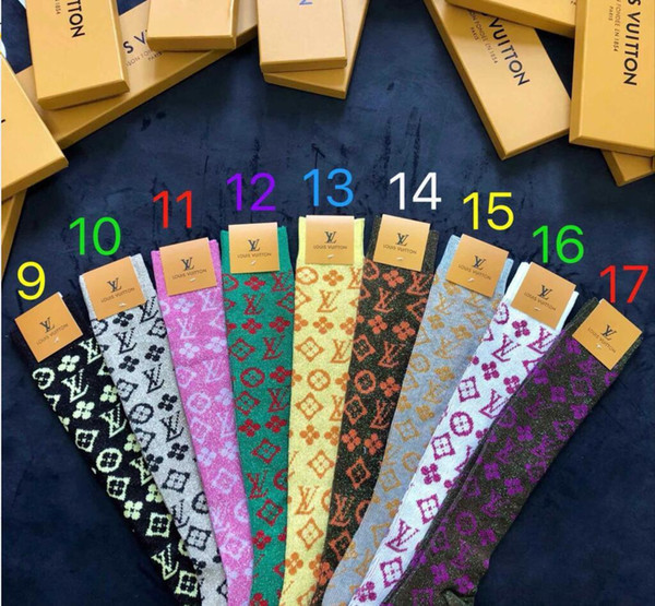 17 Colors Brand Stockings Men Fashion Sock With Gift Box Shows Female and male unisex Socks Colors Knitted Cotton Socks 142