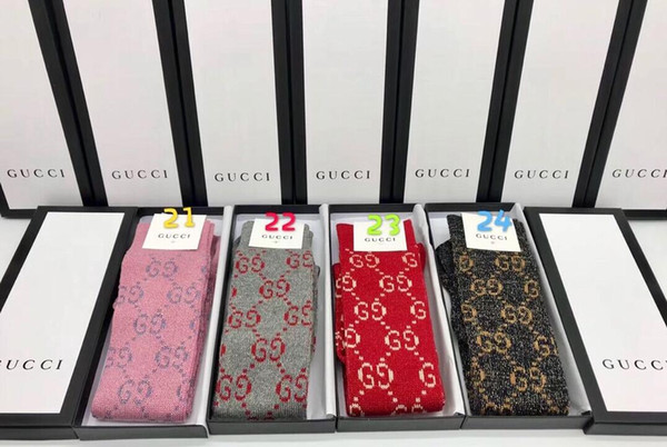 With Box high quality street tide brand medium tube cotton gold silk socks skateboards hip-hop lovers socks sports socks 018