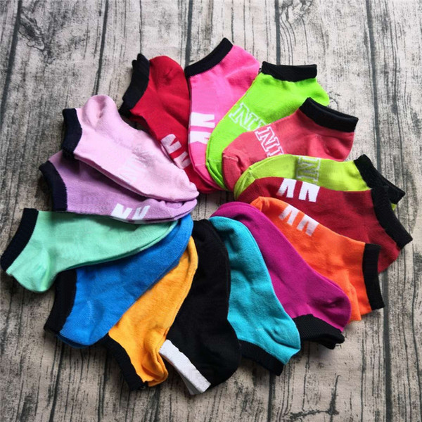 Pink Black Ankle Socks Sports Cheerleaders Short Sock Girls Women Cotton Sports Socks Pink Skateboard Sneaker Stockings Multicolor