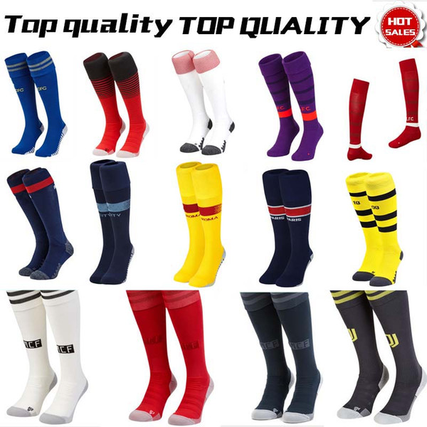 2019 Men's Football Soccer Socks 18/19 Real Madrid Home  Away Manchester Purple Football Socks 2018 Club Team Soccer Socks On Sales