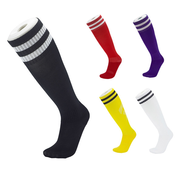 2019 New Arrival Football Socks For Adult Kids Sock Long Tube High Knee Stocking Sweat Absorption Soccer Sports Socks Two Bars Striped M112Y