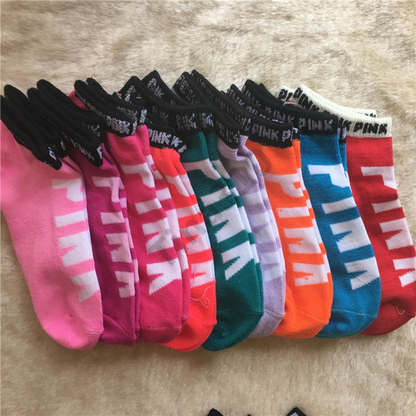 Pink Letter Socks Girl Love Pink Ankle Socks Women Pure Cotton Sports Sock Short Sock Kids Breathable Short Hosiery Ship Socks T1B031