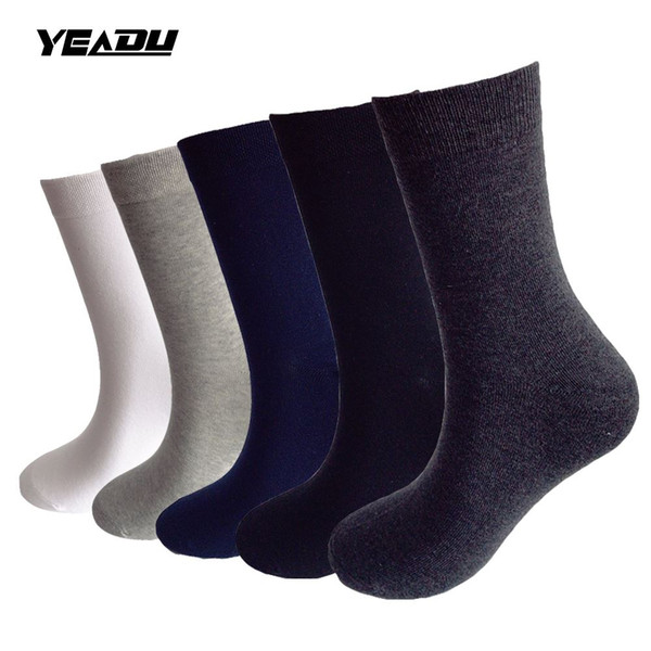 YEADU 5 Pairs/Lot Autumn Winter Fashion Harajuku Men's Socks Cotton Business Dress Crew Sock Plus Big Size EU 43-48