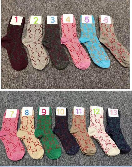 13 colors gold silk socks for girl Women Cotton Socks 2018 Spring Fashion with box as gift Socks