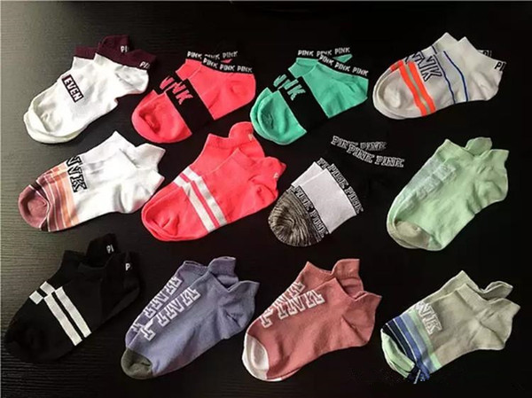 Quick-dry Ankle Socks Sports Short Sock Unisex Cotton Sports Socks PINK Alphabet Socks Running Outdoors Quick Drying Stockings Mix Color