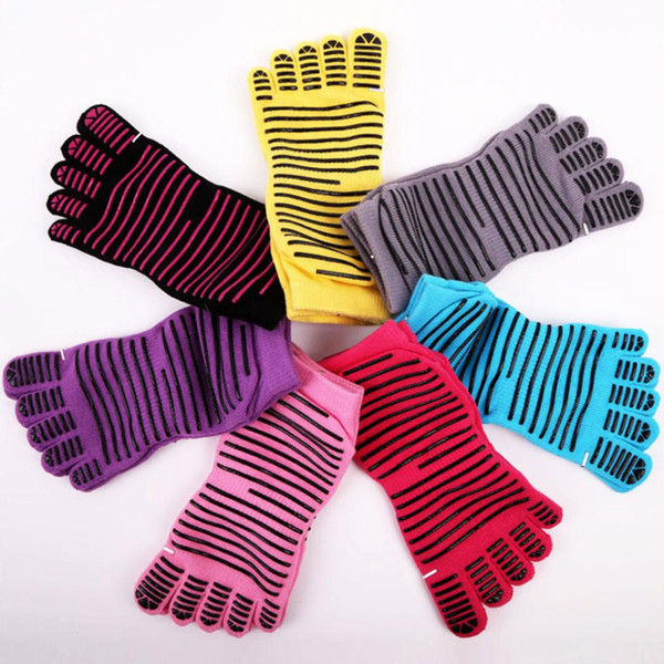 Brand New Women Yoga Socks Ladies Sport Pilates Socks Five fingers silicone dots anti-slip Ballet Dance