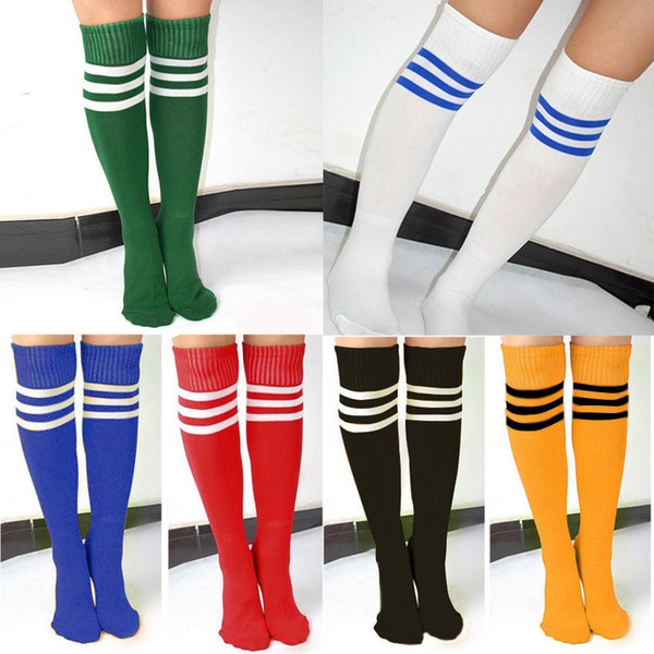 Unisex Adult Striped Soccer Baseball Football Socks Thicken Over Knee Ankle Sports Long Socks for girl Women