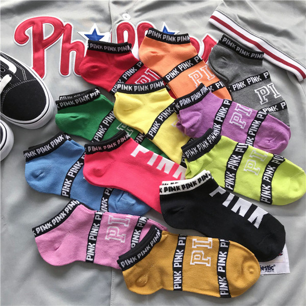 Ankle Socks Pink & U & A Men Women's Socks Boys & Girl's Short Sock Outdoors Sports Basketball Cheerleader Socks Multicolors Cotton