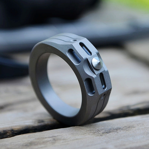 Titanium TC4 Ring 20mm / 22mm Diameter Stonewashed Surface 6g / 8g with Tungsten Bead Emergency Hammer EDC Personal Defense Knuckle Duster