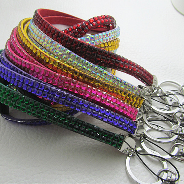 Bling Rainbow Rhinestone Bling Lanyard Crystal Rhinestone in neck with claw clasp ID Badge Holder for Mobile phone