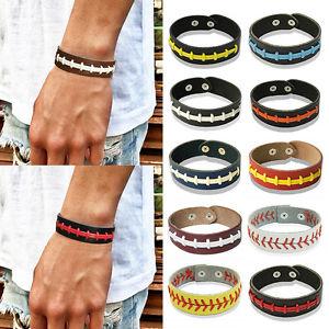 Unisex Men Women Braided Leather Bracelet Wristband Sports Cuff Bangle Softball Low Price with Free Shipping