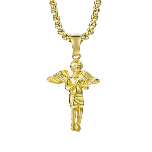 High Street Angel Couple Chain Hip Hop Angel Pendant Necklaces Fashion Personality Men Women Necklace Stainless Steel Accessories for Gift