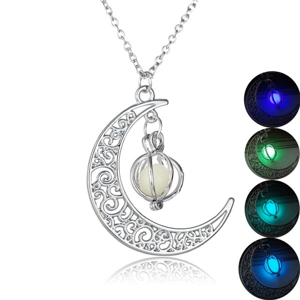 Night Light Bead Moon Pumpkin Luminous Pendant Light Stone Glow In The Dark Necklace Christmas Halloween Gift Men Women