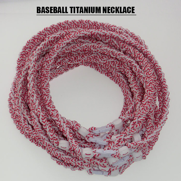 baseball/softball yellow/white stitch braided titanium sports necklace