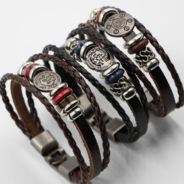 Fashion leather bracelet Japan and South Korea creative multi-layer woven bracelet DIY handmade Korean women couple jewelry