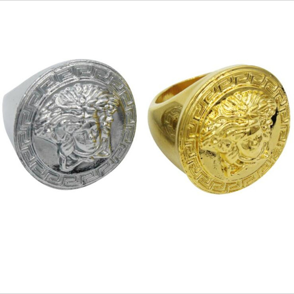 Hip Hop Oversize Rings Luxury Personality Gold Round Ring Fashion Street Style Men Rings Party Brand Men Rings Jewelry