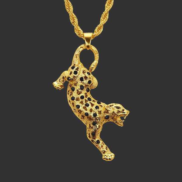 Diamond Leopard Pendant New Openwork Men's and Women's Necklace Nightclub Street Dance Exaggerated Pendant Hot Sale