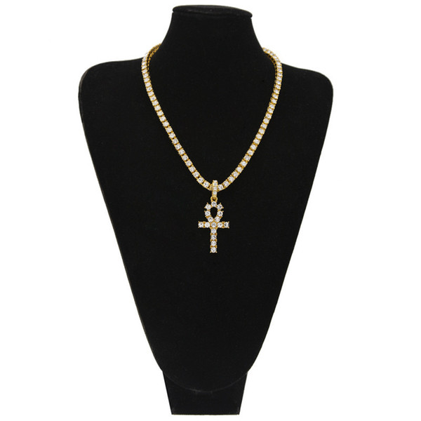 Brand Hip Hop Style Mens Chain Trend Personality Cross Pendant Necklace Luxury Crystal Rhinestone High Street Jewelry Accessories