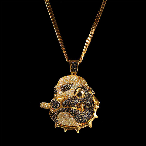 Tide Dog Head Alloy Necklace Gold Silver Cigar Pendant Necklace Nightclub Tide Jewelry Mens Sport Accessories Boyfriend Gifts