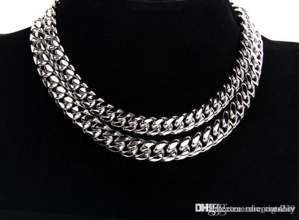 Hot xxxtentacion Cuban Link Choker Gold Silver 45cm Titanium Steel Discount