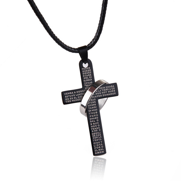 Unisex titanium cross English letter necklace all-match stainless steel pendant classic simplicity