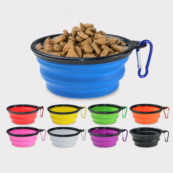 13oz Universal Silicone TPE Travel Collapsible Pet Training Dog Cat Feeding Bowl Water Dish Feeder Bowl With Carabiner