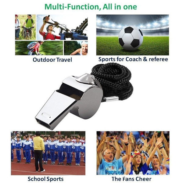 Stainless Steel Whistle Referee Sport Rugby Party Training School Whistles Football Basketball Cheerleaders Whistle With Rope DS0461 T03