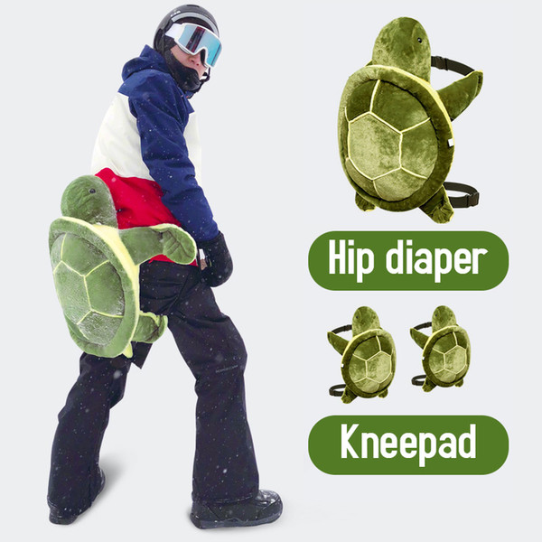 Ski little turtle diaper knee pads set, unisex anti-fall ski equipment, adult children ski protective gear drop mat