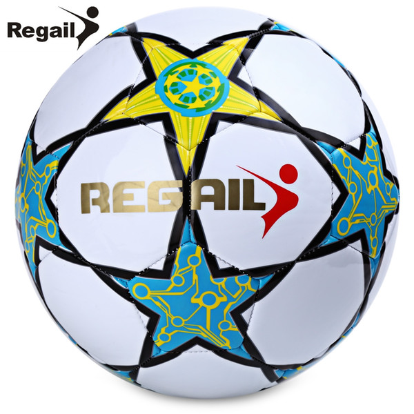 Regail Five-pointed Star PU Football Durable Synthetic Leather Soft Touch Soccer for Younger Teenager Game Soccer Training +B