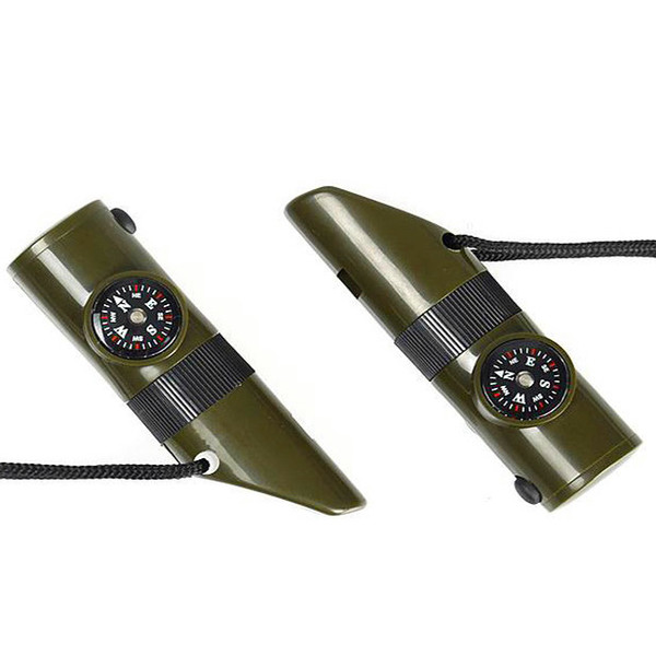 free shipping 7 in 1 Survival Whistle Camping Compass Thermometer Flashlight Magnifier Emergency kits buy DHL