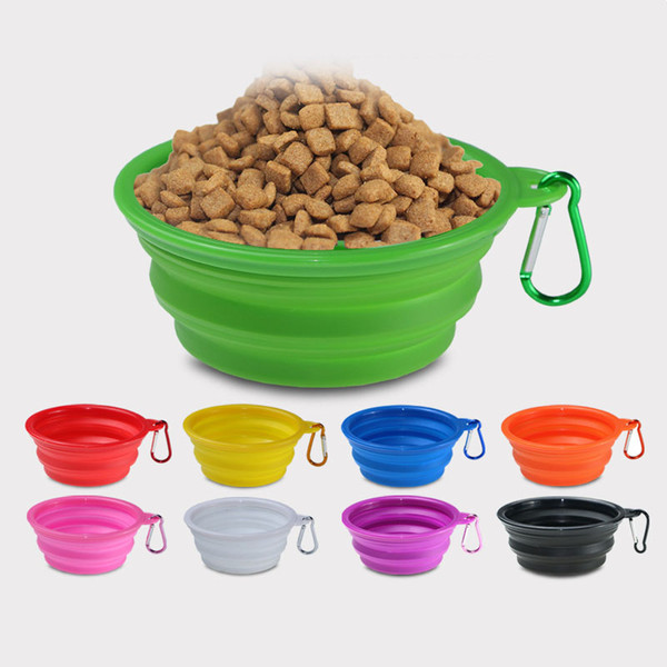 13oz 8 Colors Universal Silicone TPE Collapsible Pet Training Dog Cat Feeding Bowl Water Dish Feeder Bowl With Carabiner