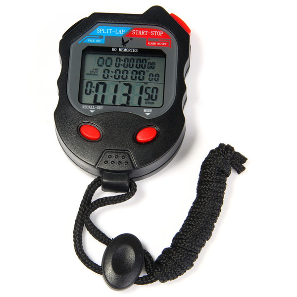 PC560 3 Rows 60 Memories LCD Digital Stopwatch with Alarm Calendar Function Lap and split timing options