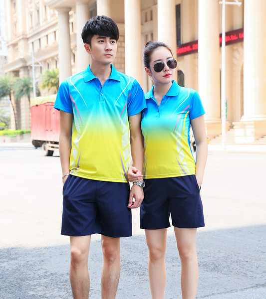 Summer men's short sleeved shorts sportswear casual sportswear couples students fitness badminton T-Shirts women girl sports