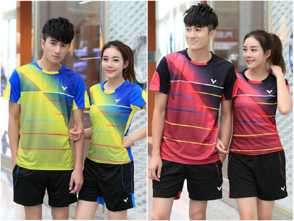 I6 Victor Badminton Suit Sportswear for Men & Women Short Sleeve T-shirt Leisure Running Basketball casual wear Table tennis V-36160