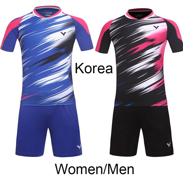 The New Korea Badminton Team Jerseys , Victor badminton shirts Men/Women, Lee Yong Dae badminton sets for 2016 Rio de Janeiro Game