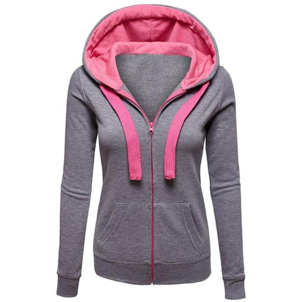 Gray Warm Hoodies Winter Warm Sweatershirt outdoor sport Cotton Blend Jacket Zip Long Sleeve hooded Jacket JLY0827